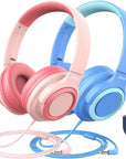 2-Pack iClever Kids Headphones HS22 Pink & Blue (UK)
